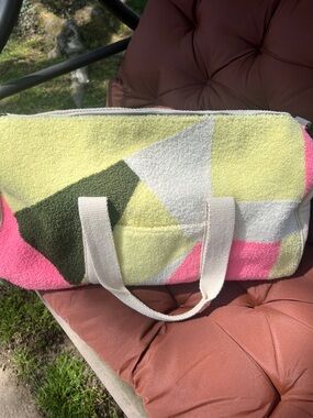 Universal Thread Pink, Yellow & White Geo Terry Duffel Weekender